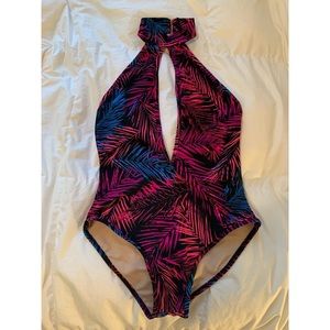 Tropical open back one piece